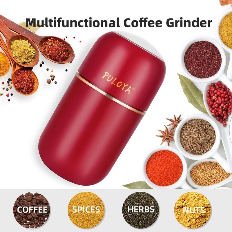 puloya Electric Coffee Grinder for Beans, Spices, Herbs, Grains and Nuts, Stainless Steel Blades, 2.8 oz, Red - Image 3